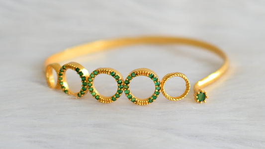 Gold tone green stone round bracelet dj-40433