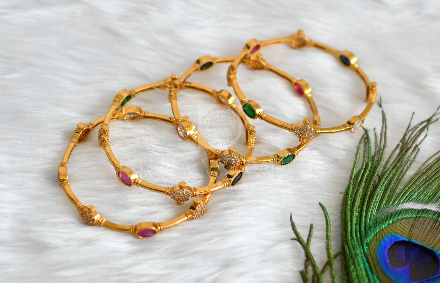 Matte finish cz multi color set of 4 bangles(2.4) dj-31235