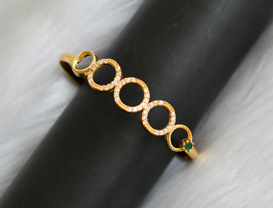 Gold tone white-green stone round bracelet dj-40435