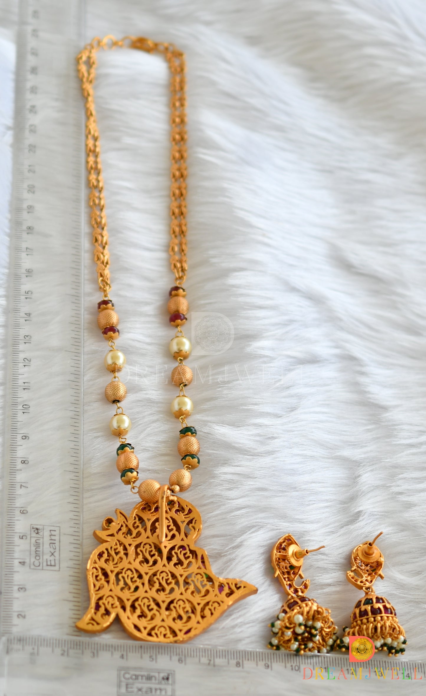 Matte finish real kemp-green Ganesha pendant Short haar set dj-38147