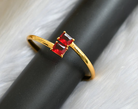Gold tone red block stone bracelet dj-40416