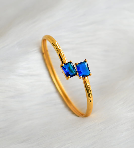 Gold tone blue block stone bracelet dj-40418