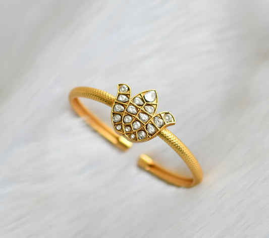 Gold tone white stone lotus bracelet/Kada dj-40446