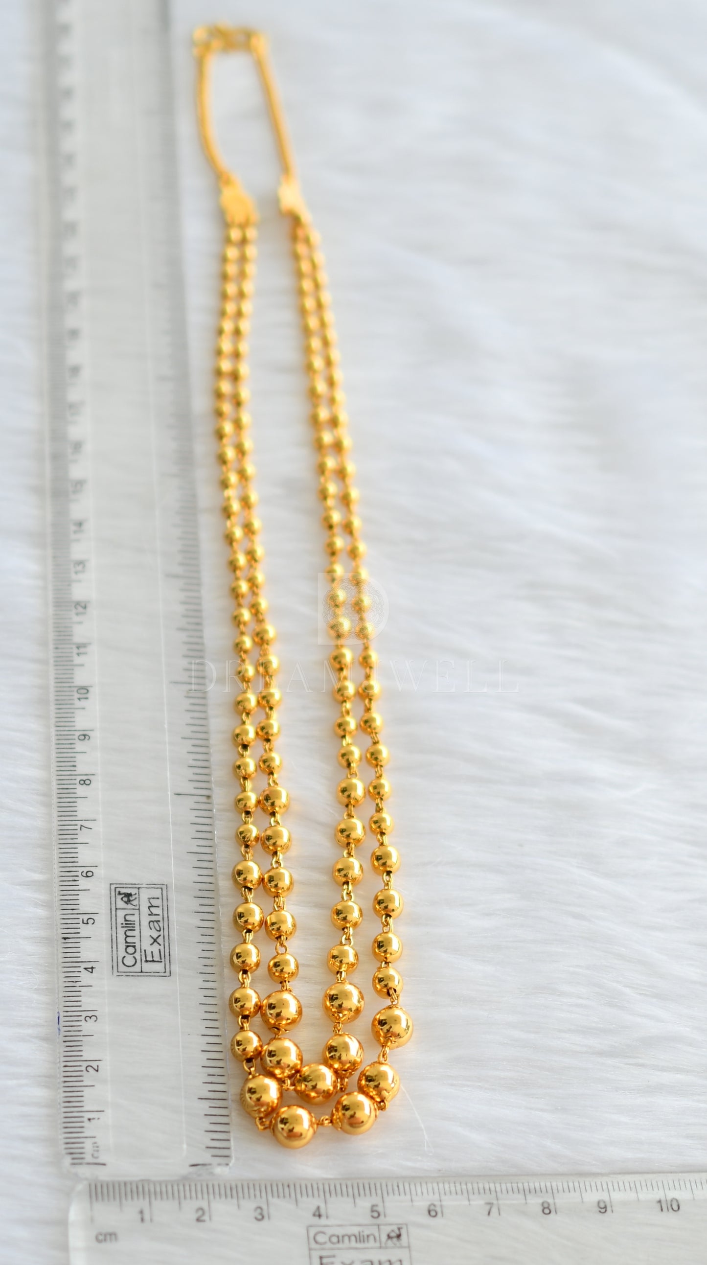 Gold tone double layer ball chain/necklace dj-34312