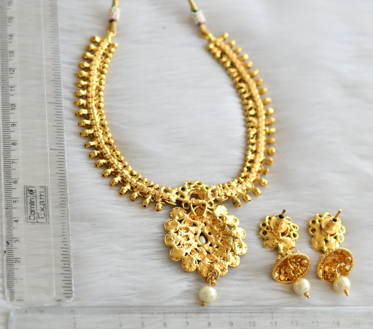 Antique pink-green pearl necklace set dj-03514