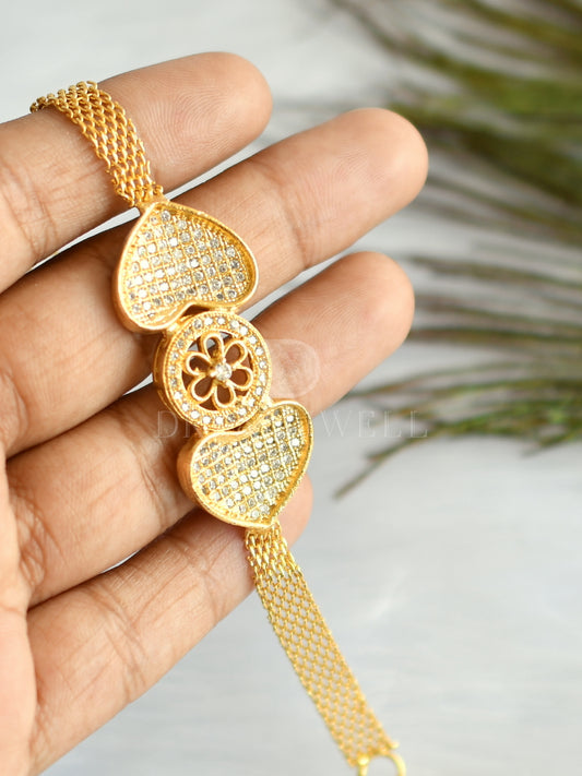 Gold tone cz heart bracelet dj-09121