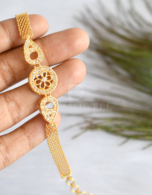 Gold tone cz round bracelet dj-09123