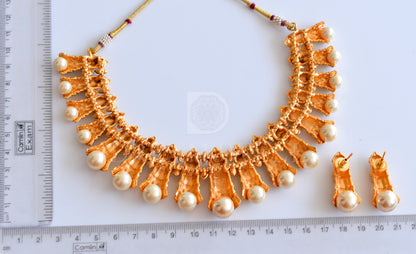 Matte Finish Pearl Flower Necklace Set  dj-12064