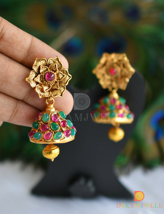 Antique kemp-green pearl flower jhumkka dj-01226