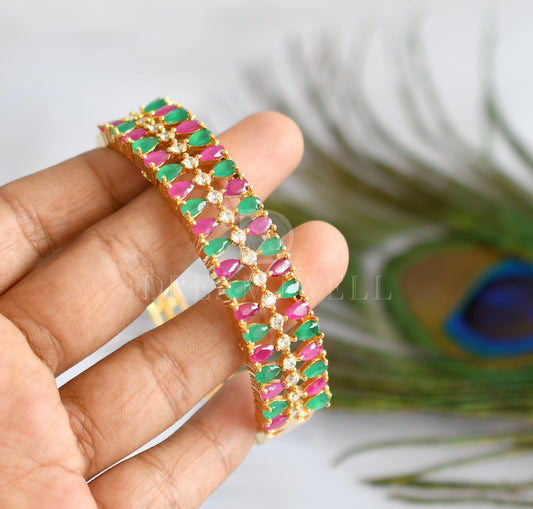Gold tone cz ruby-emerald bracelet (2.6) dj-13974