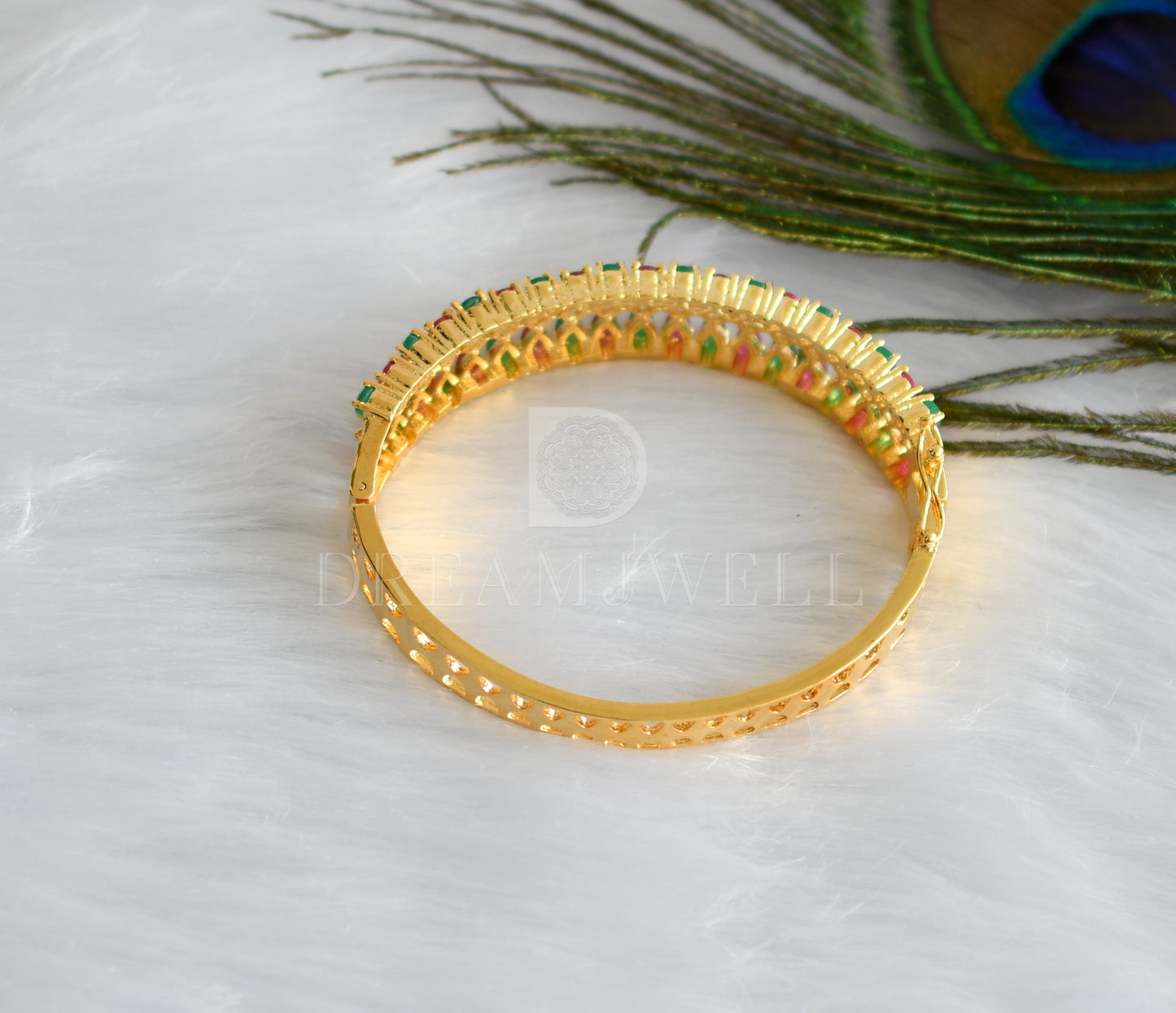 Gold tone cz ruby-emerald bracelet (2.6) dj-13974