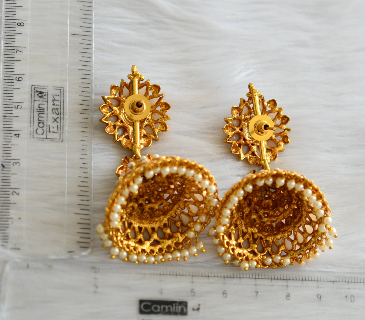 Antique gold tone pearl peacock jhumkkas dj-03539
