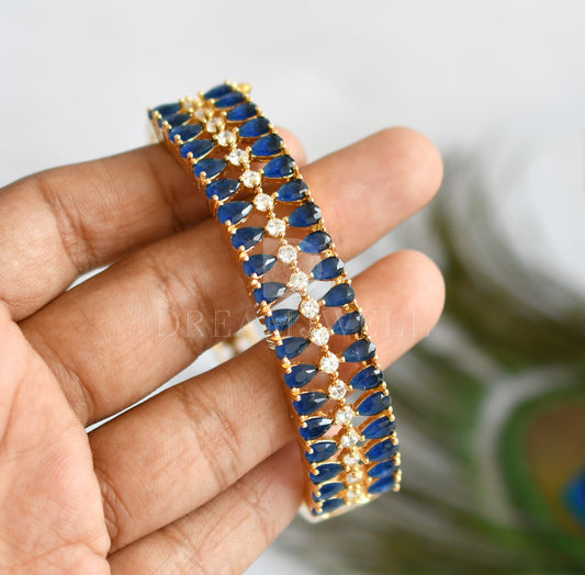 Gold tone cz-blue bracelet dj-13977