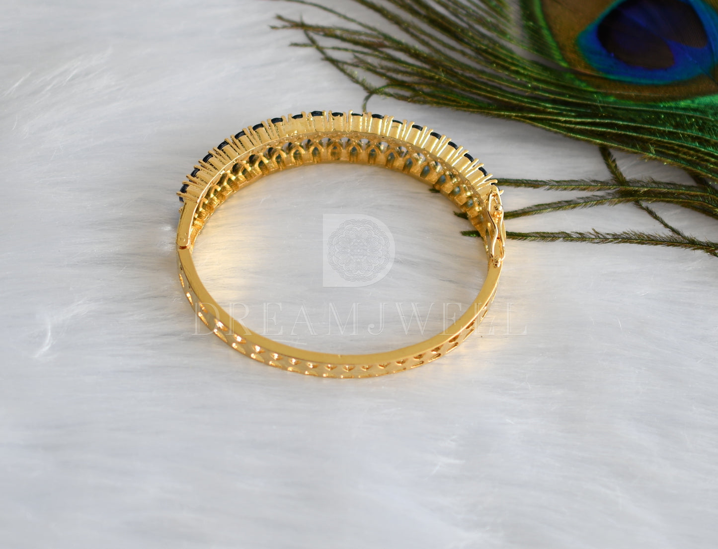 Gold tone cz-blue bracelet dj-13977