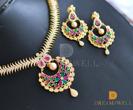 Gold tone Cz ruby necklce set dj-01273