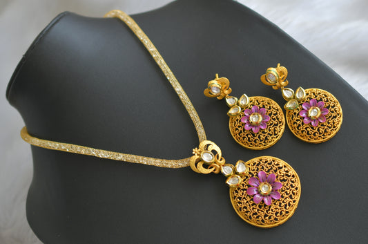 Gold plated kundan necklace set dj-03607