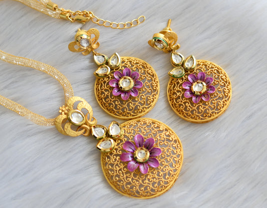 Gold plated kundan necklace set dj-03607