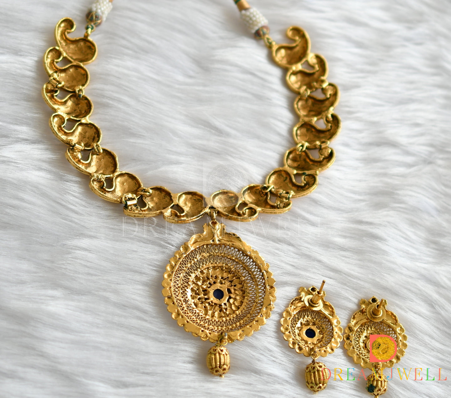 Antique blue mango necklace set dj-01631