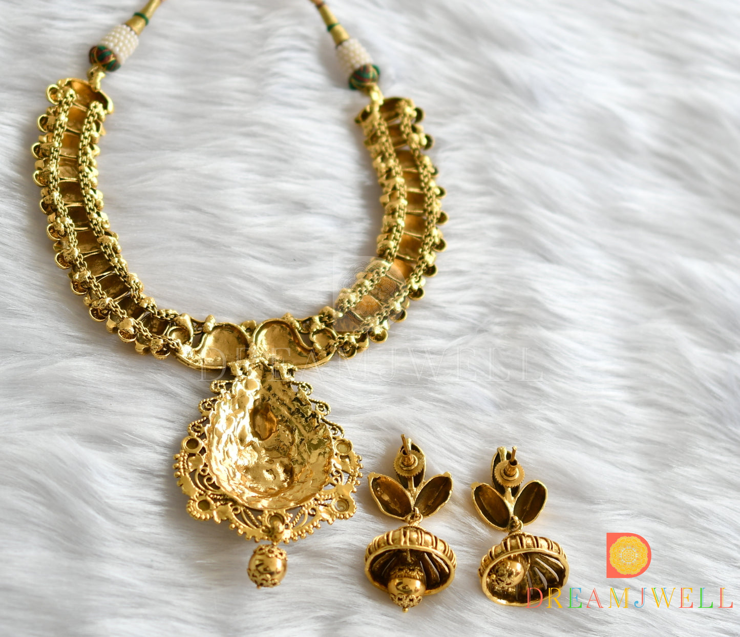Antique pearl Lakshmi necklace set dj-01636