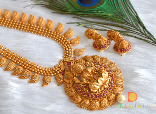 Matte finish ruby Lakshmi mango haar set dj-11518