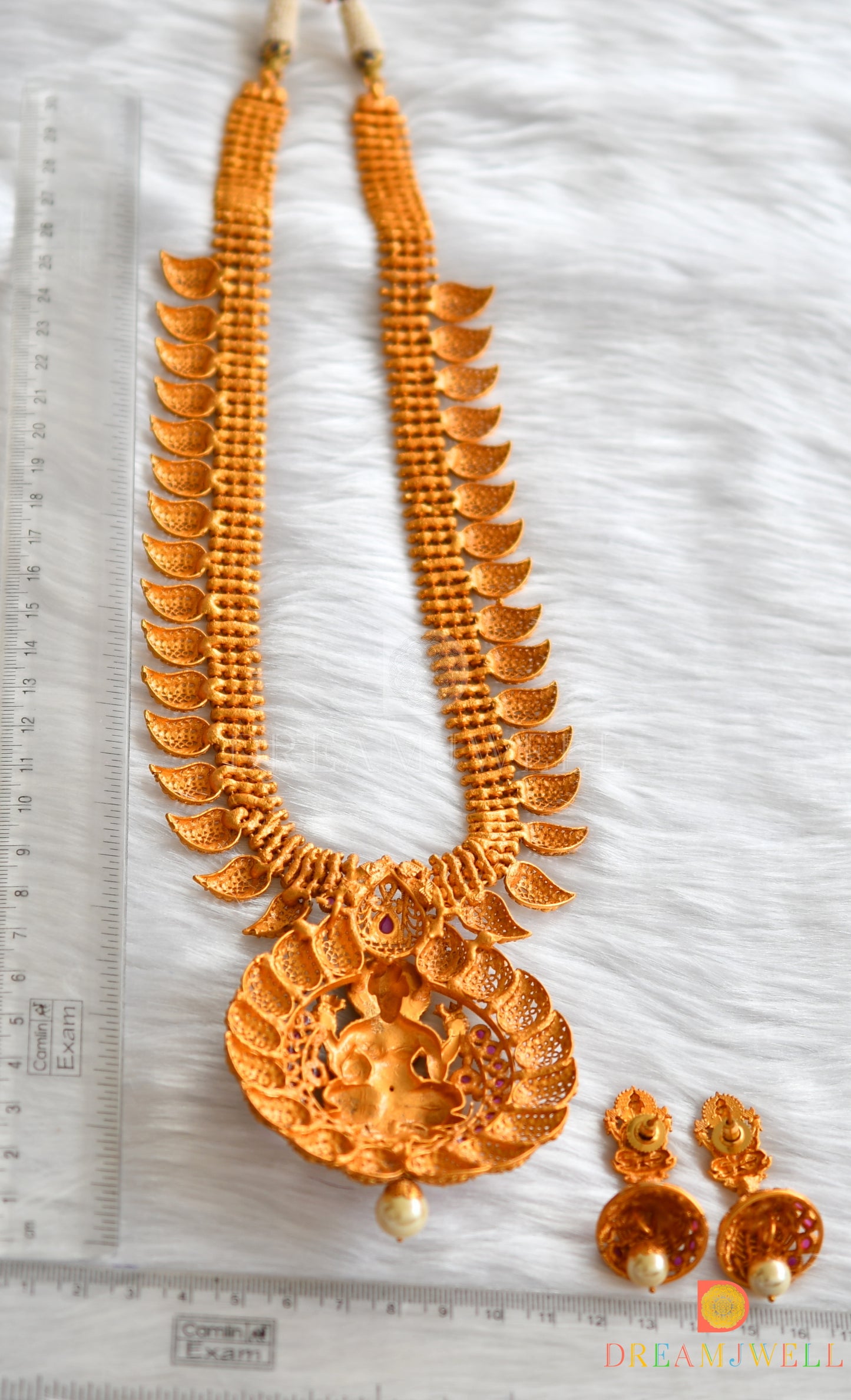 Matte finish ruby Lakshmi mango haar set dj-11518