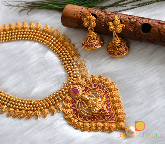 Matte finish ruby Lakshmi mango haar set dj-11514