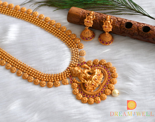 Matte finish ruby Lakshmi mango haar set dj-11512