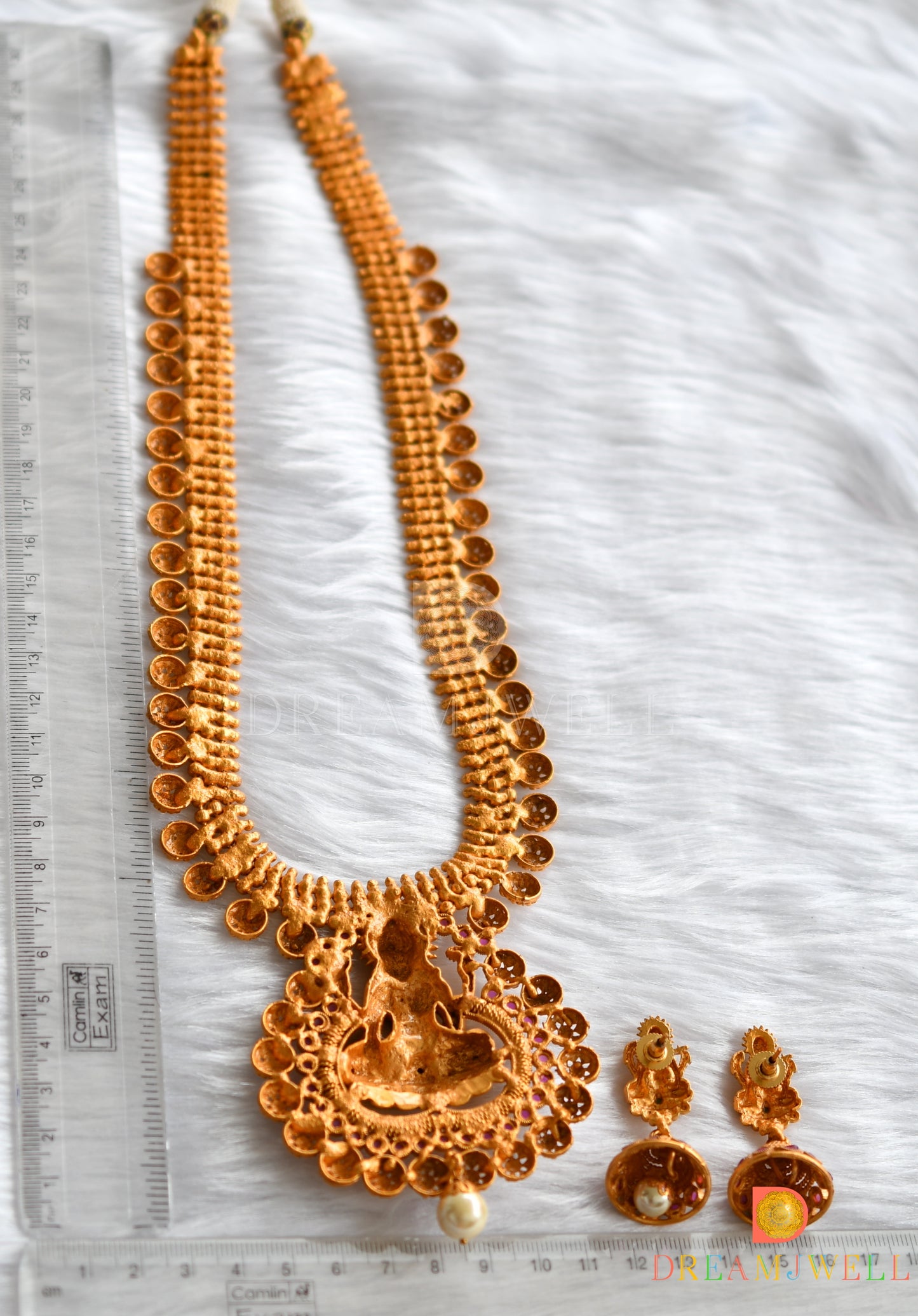 Matte finish ruby Lakshmi mango haar set dj-11512