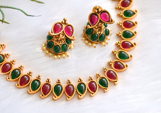 Matte Finish Kemp-green Mango Designer Necklace Set dj-29224
