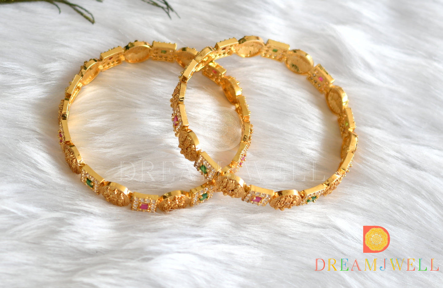 Matte Finish Cz Ruby-green Ram Parivar Bangles(2.4) dj-33474