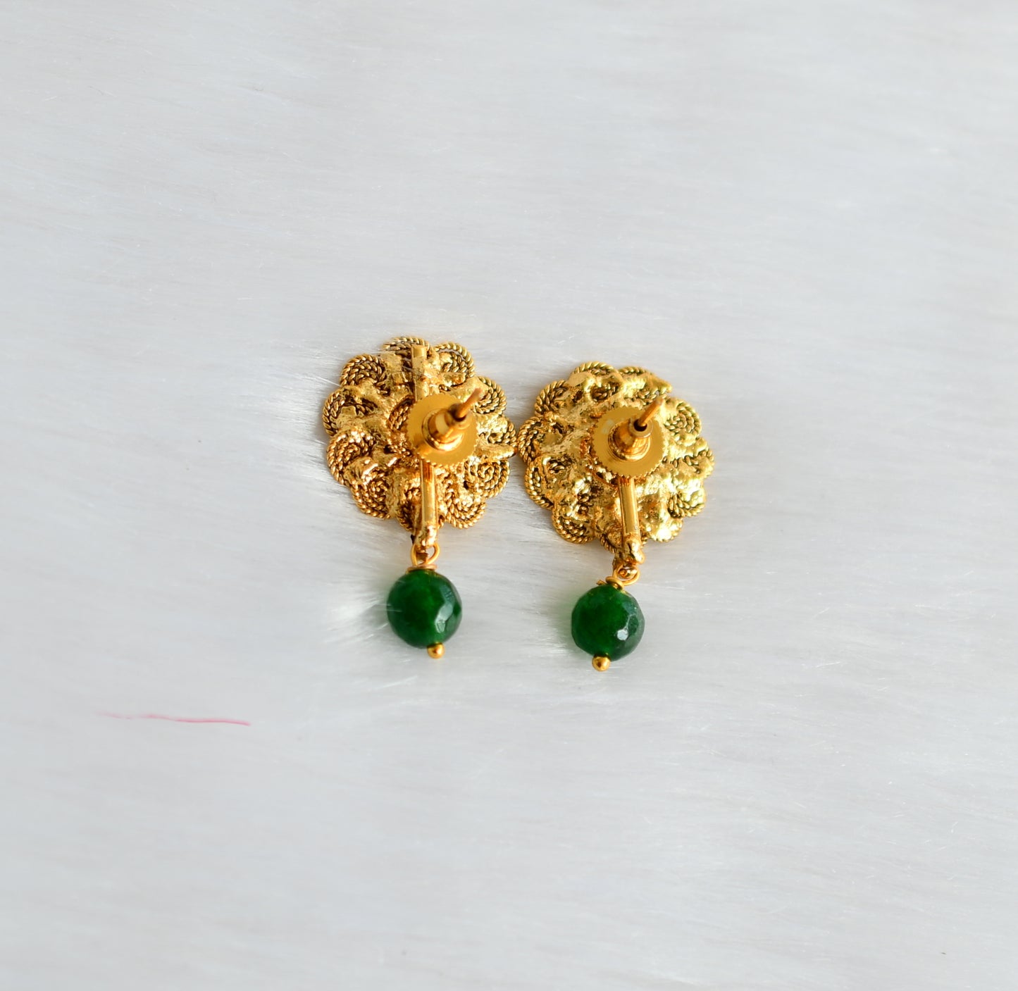 Antique flower green beads stud earrings dj-39086
