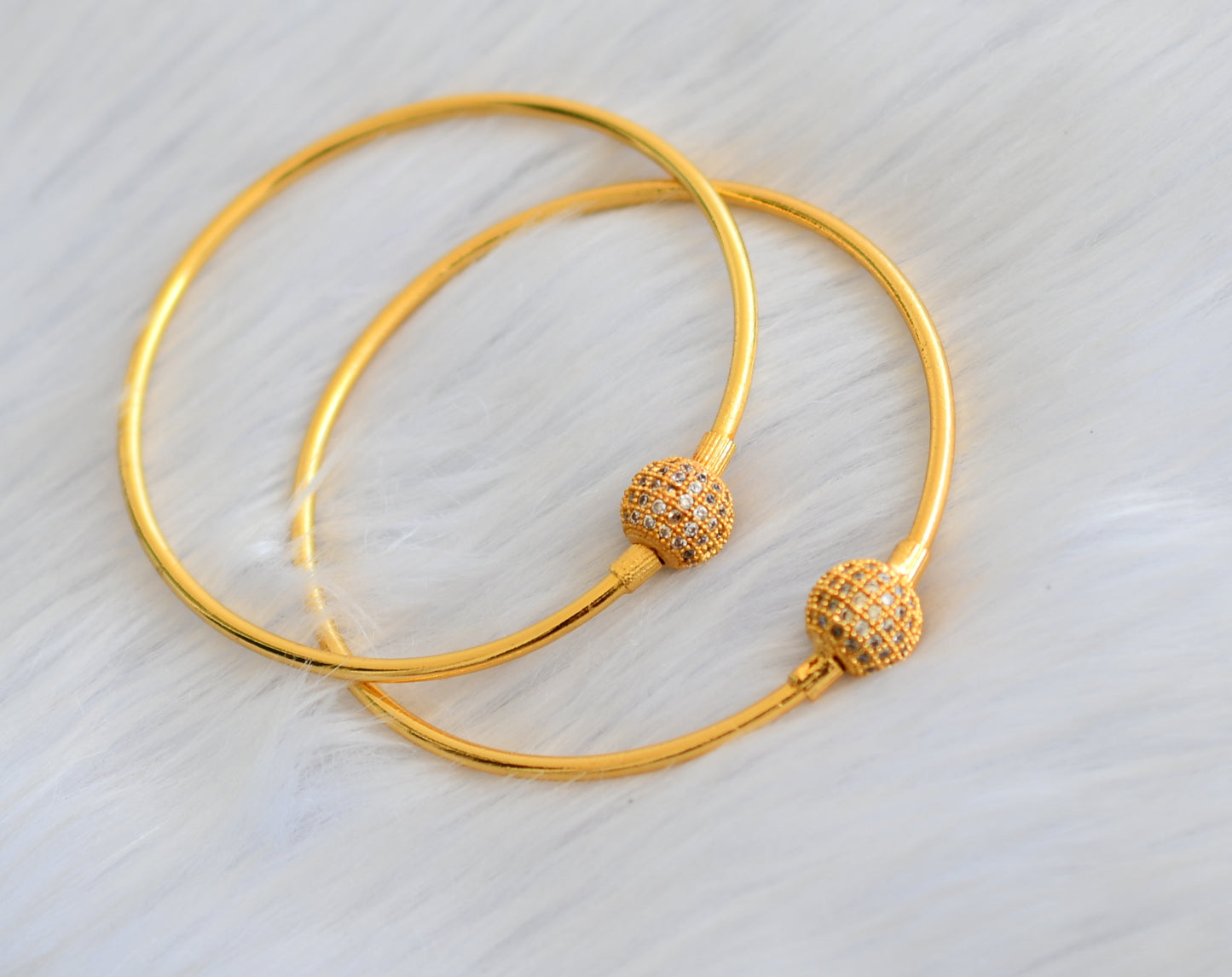 Gold tone cz white ball bangles 2.6 dj-40450