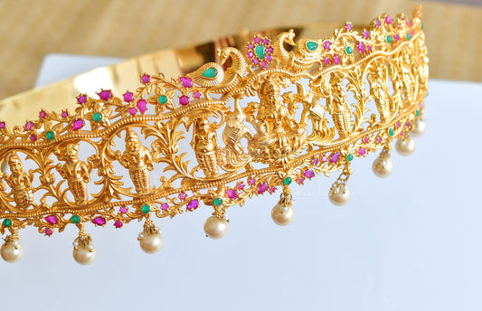 Gold tone Bridal Ruby-emerald Lakshmi Heavy Waist Belt dj-09913