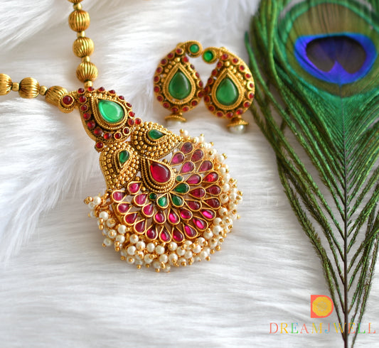 Antique kemp-green pearl cluster mango necklace set dj-16571