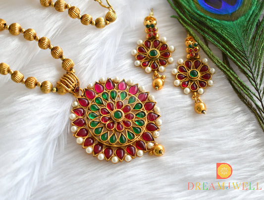 Antique kemp-green beaded necklace set dj-16642