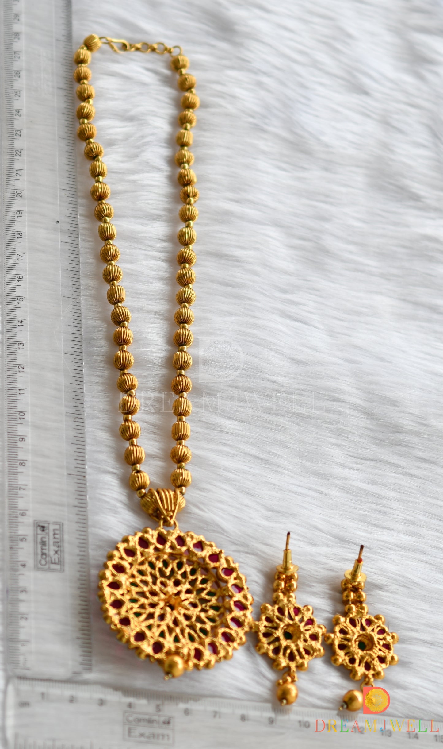 Antique kemp-green beaded necklace set dj-16642