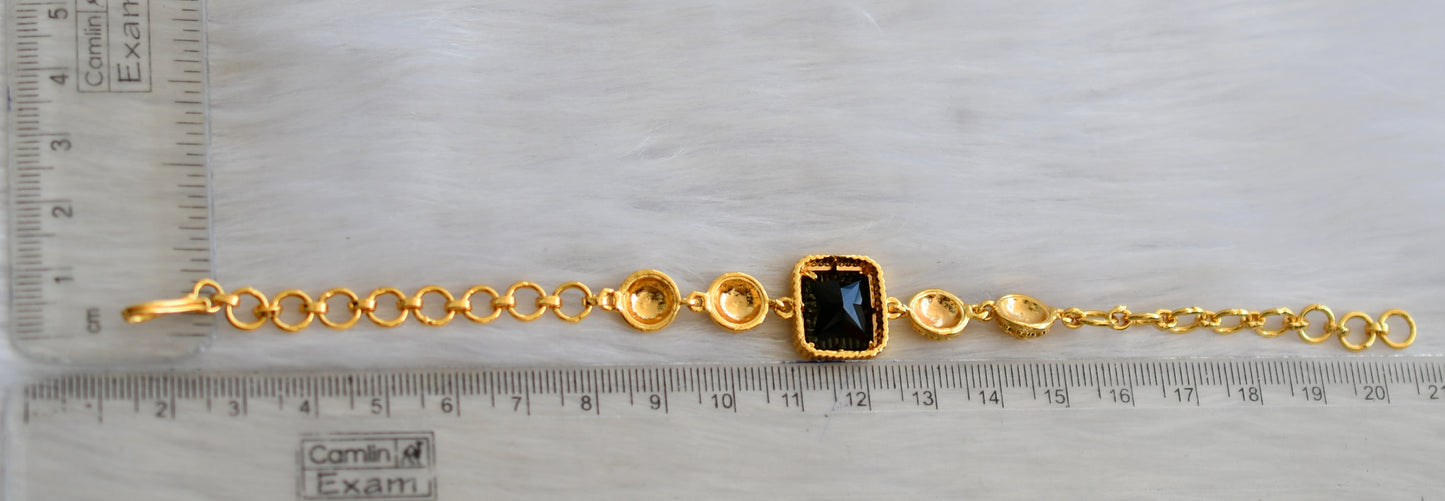 Gold tone black block stone bracelet dj-40505