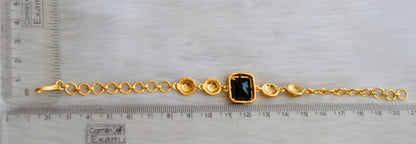 Gold tone black block stone bracelet dj-40505