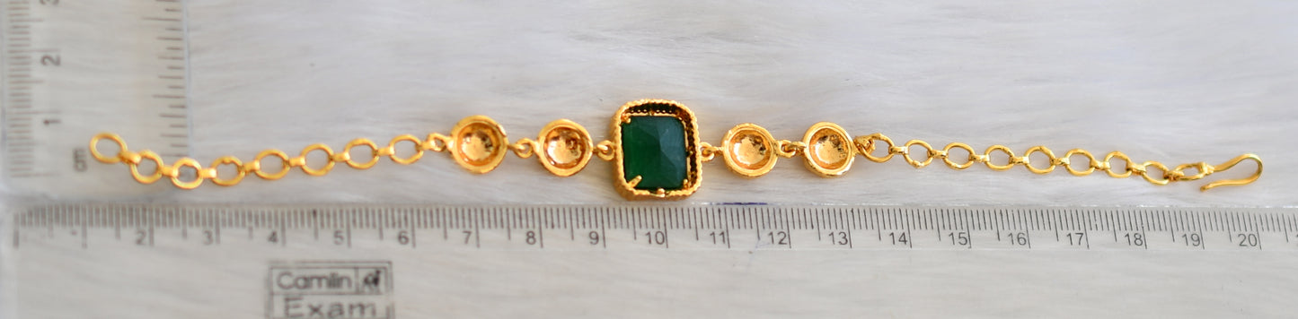 Gold tone bottle green block stone bracelet dj-40507
