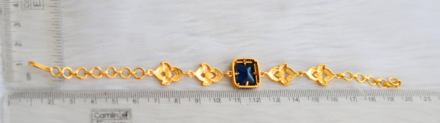 Gold tone blue block stone bracelet dj-40511