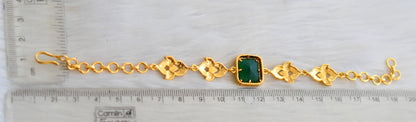 Gold tone bottle green block stone bracelet dj-40513