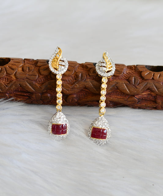 Two tone Cz-ruby Earrings dj-03355