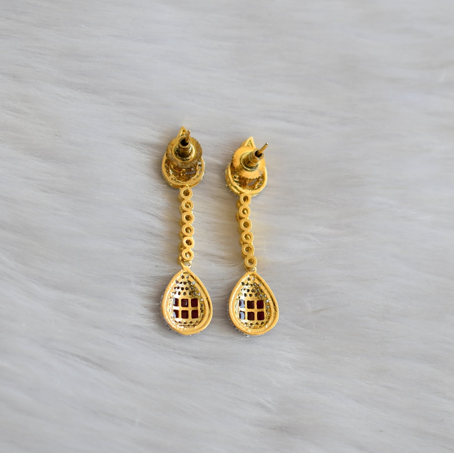 Two tone Cz-ruby Earrings dj-03355