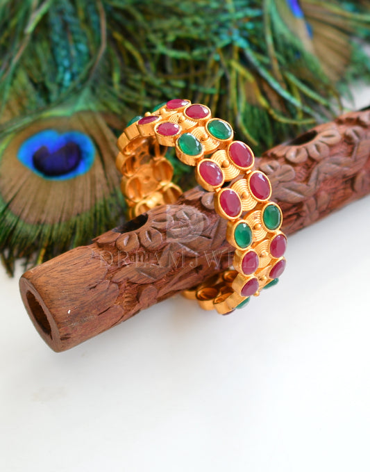 Matte Finish Ruby-emerald Open Type Kada dj-13929