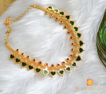 Gold tone Green Palakka Kerala style necklace dj-37493