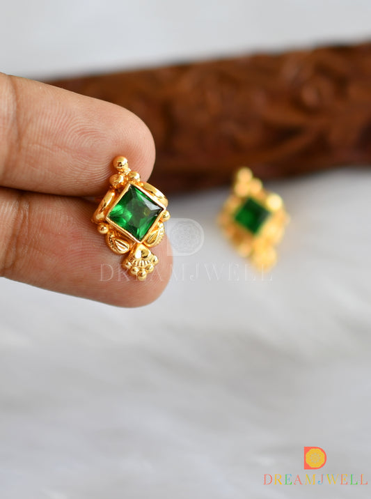 Gold tone bottle green stone stud/earrings dj-38231