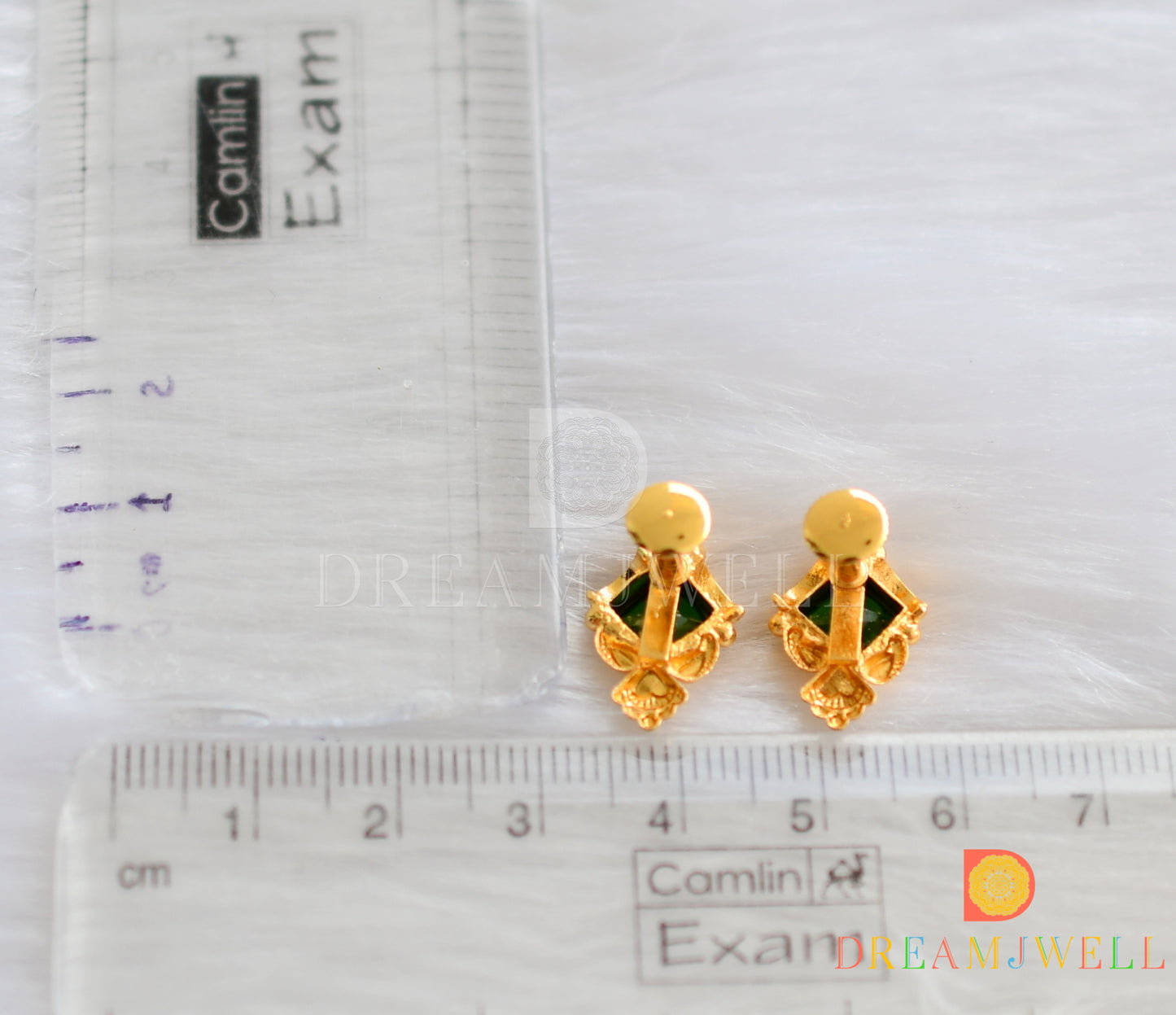 Gold tone bottle green stone stud/earrings dj-38231