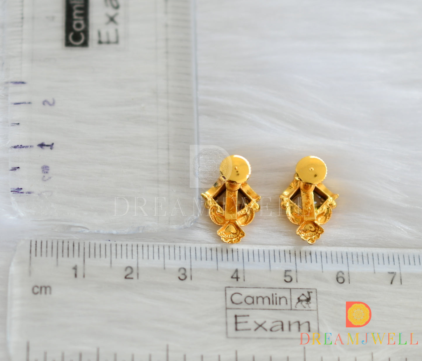 Gold tone white stone stud/earrings dj-38234