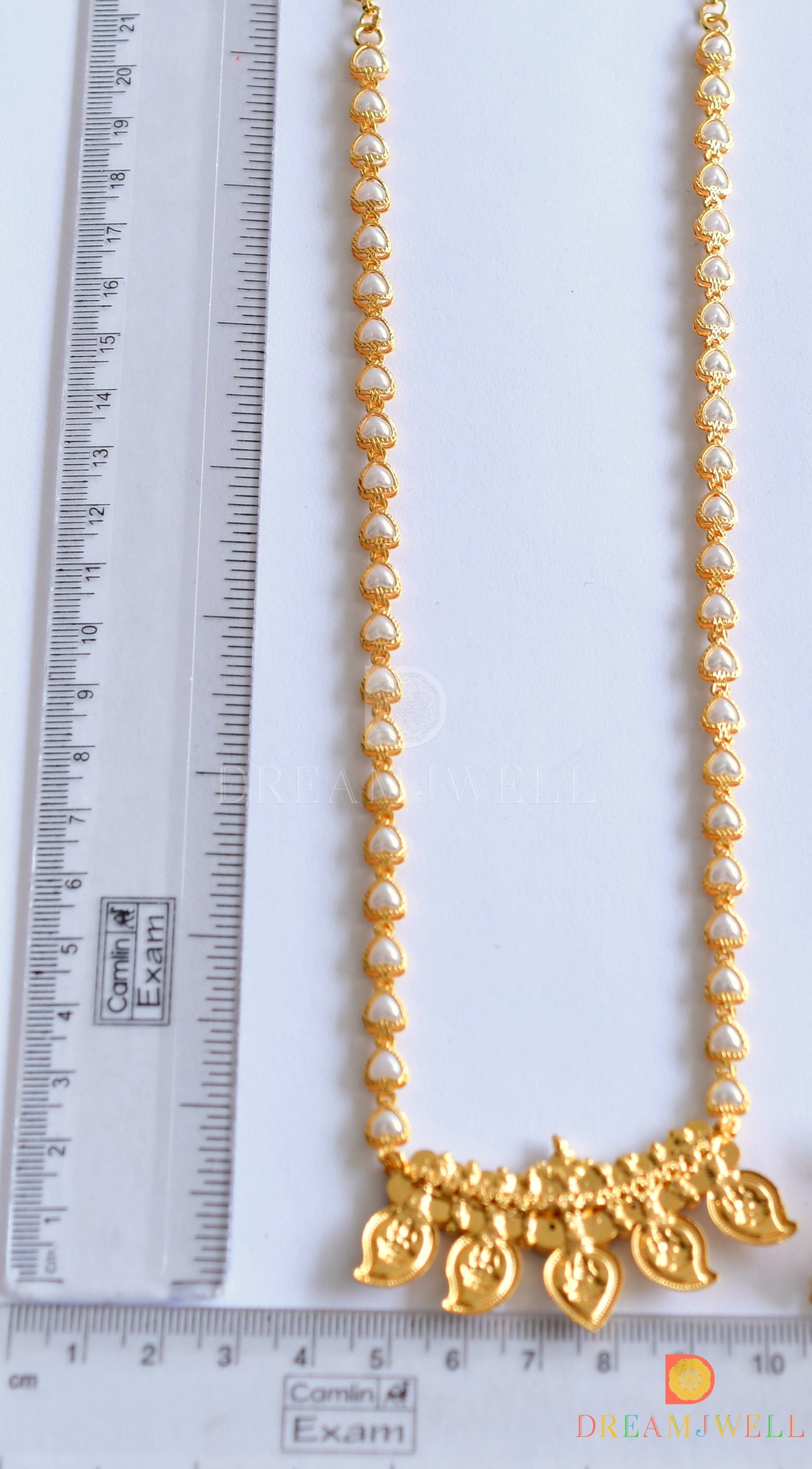 Gold Tone Ruby-emerald Lakshmi Mango Coin Necklace dj-22972