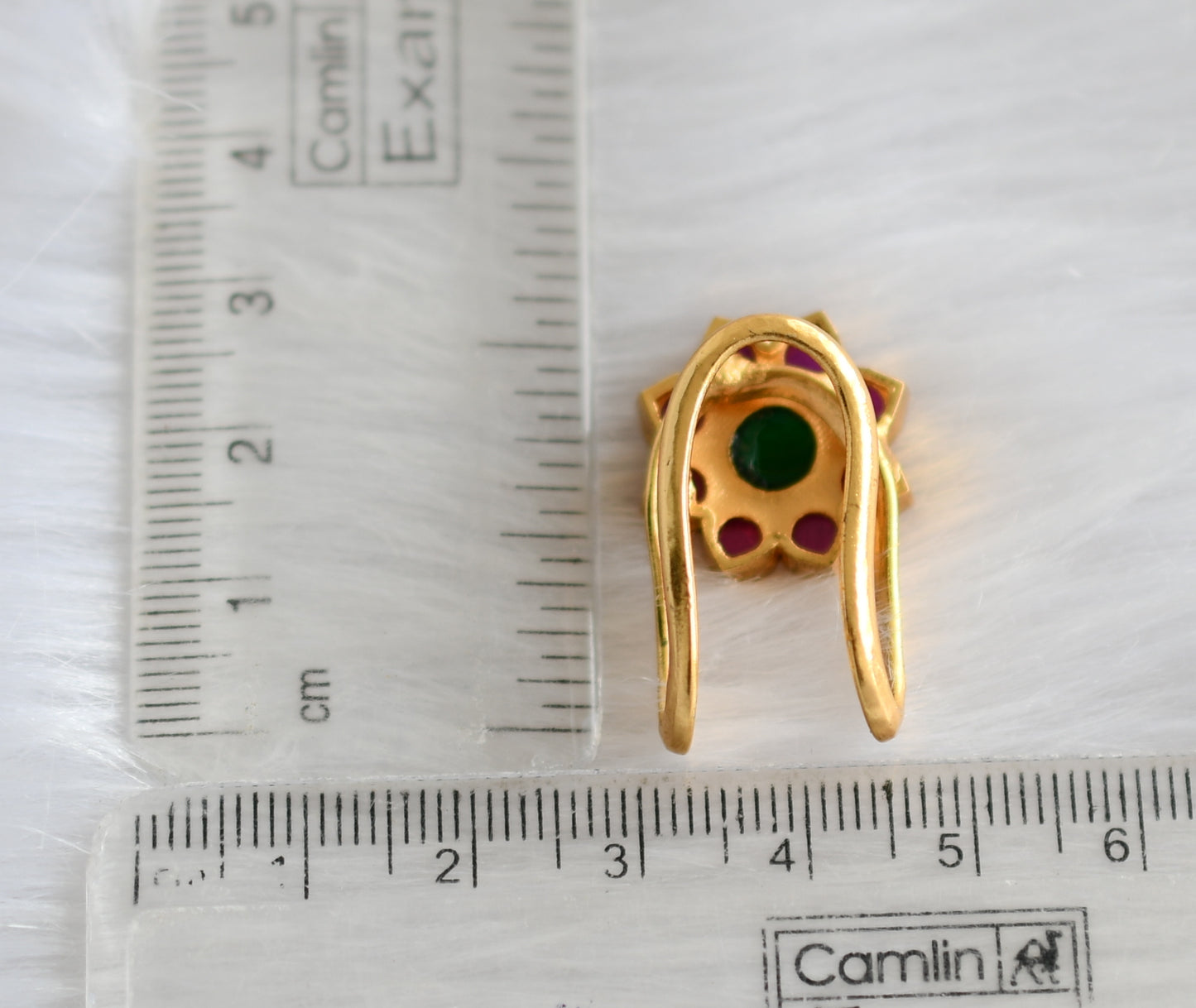 Matt finish kemp-green vanki style flower finger ring dj-34435